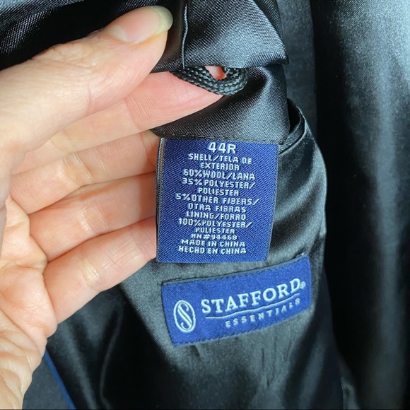 STAFFORD Essentials Wool Blend Single Breast Winter Dress Over Coat 44R - Picture 9 of 13